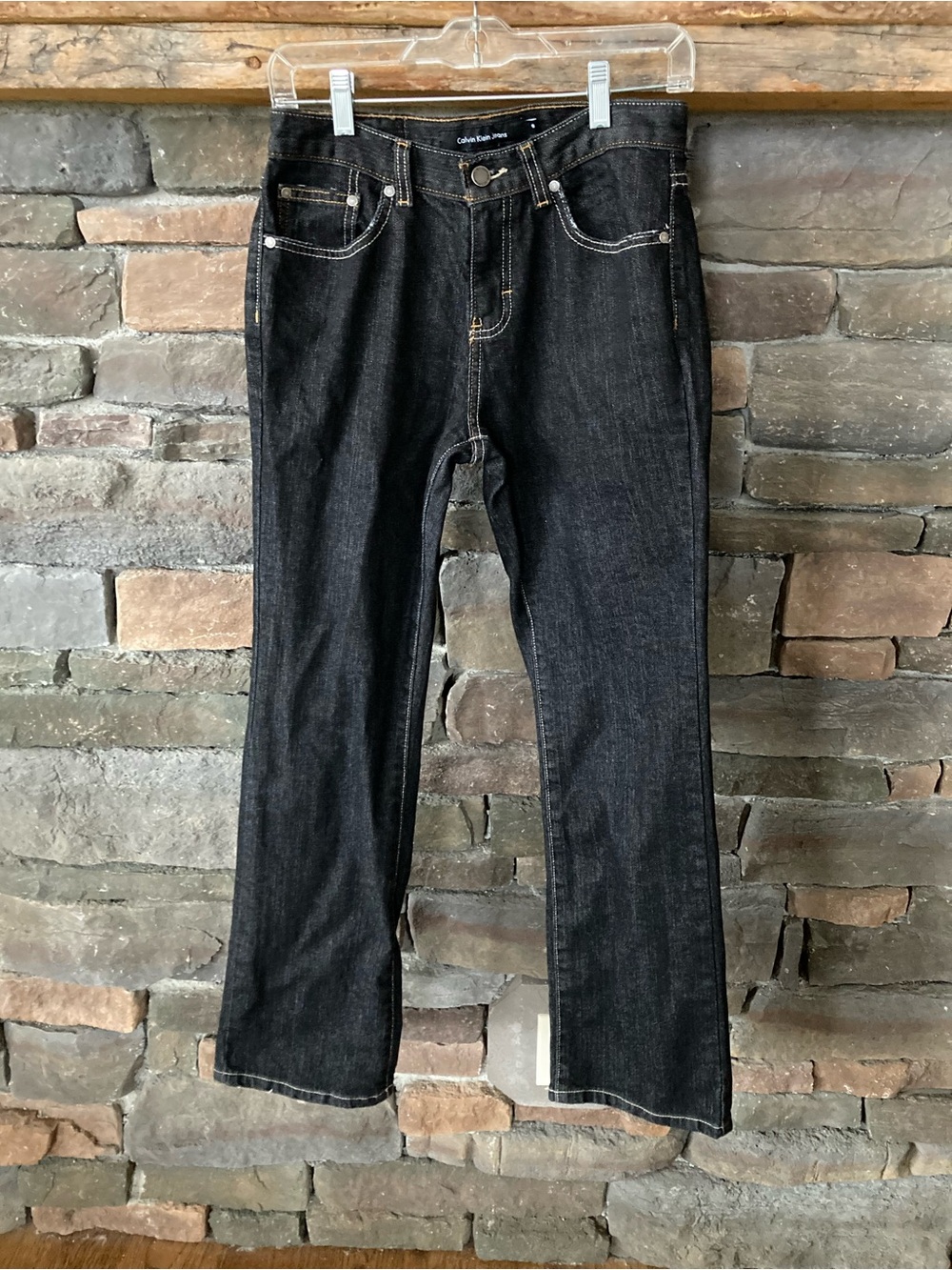Calvin Klein Black Denim Bootcut Western Lower Rise Jean Size 6